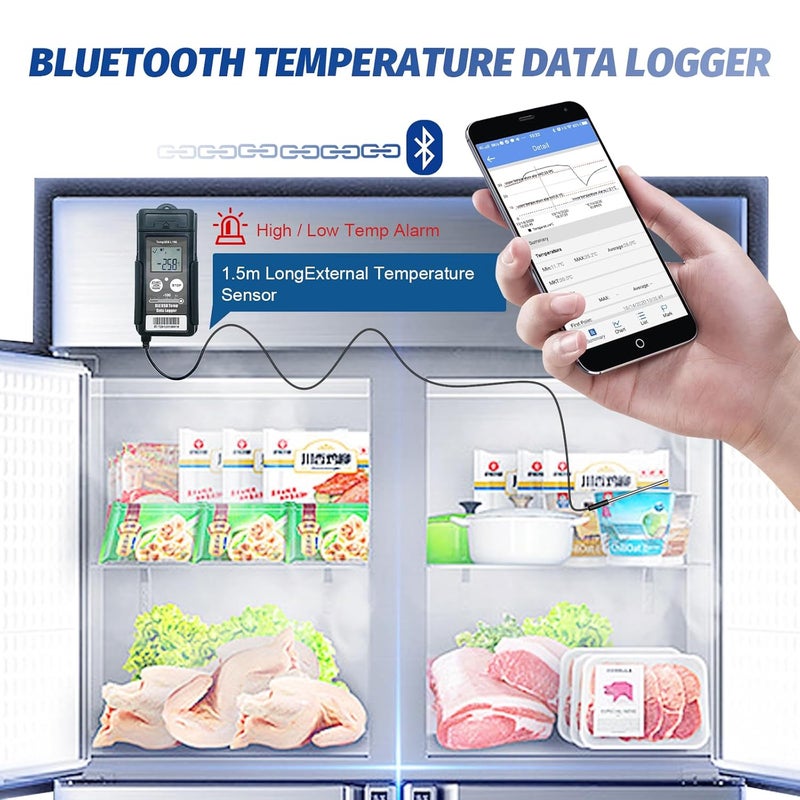 T-ZONE Bluetooth Temperature Data Logger USB Low Temp Recorder with Probe,Digital Freezer Thermometer Logger with Auto Report,Temperature Sensor for Refrigerator Lab Cold Chain Transportation Monitor - Image 3